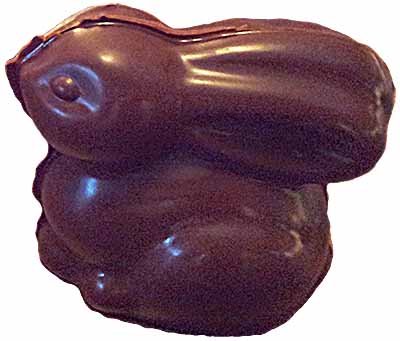 Vertical center fold on a chocolate rabbit